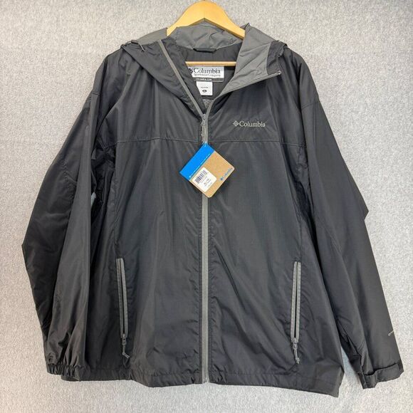 Columbia Mens XL Convert Jacket Black OmniShield Windbreaker Rain Coat Nylon NWT - Picture 1 of 14